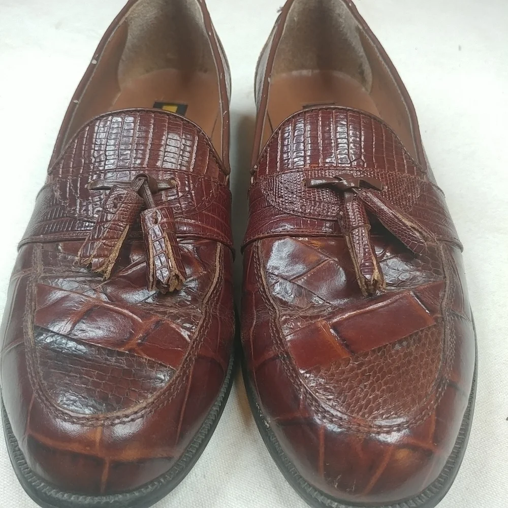 Stacy Adams Mens Brown Genuine Snake Skin Slip On